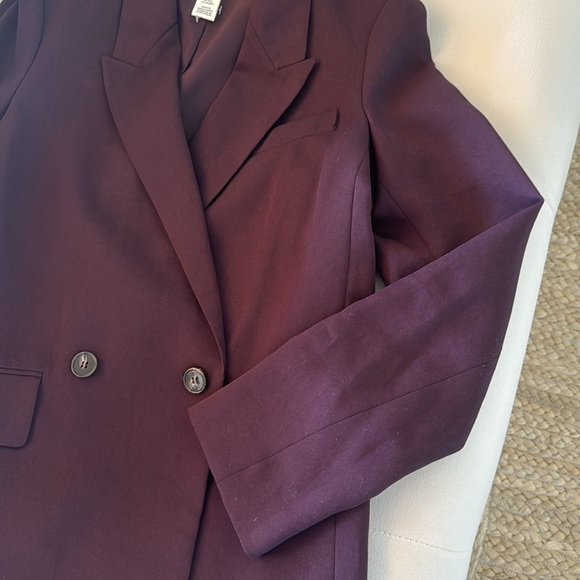 NEW|| H&M Oversize Burgundy Blazer Size XS - Picture 11 of 14
